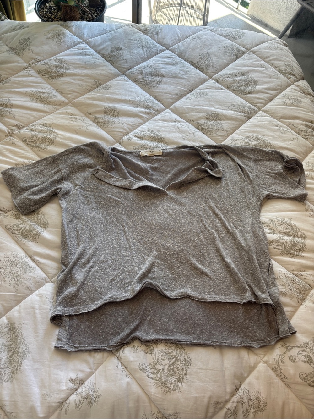 Gray Short Sleeve Lounge Top